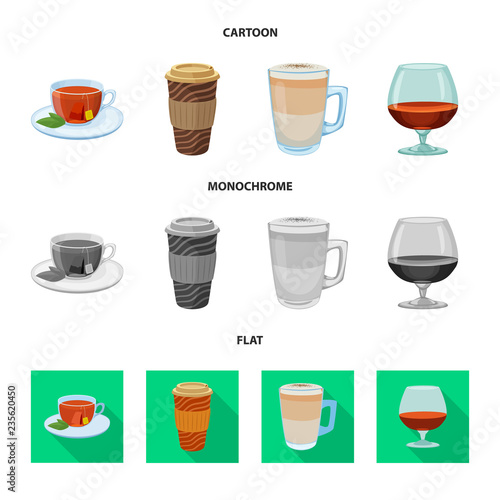 Vector design of drink and bar sign. Set of drink and party vector icon for stock.