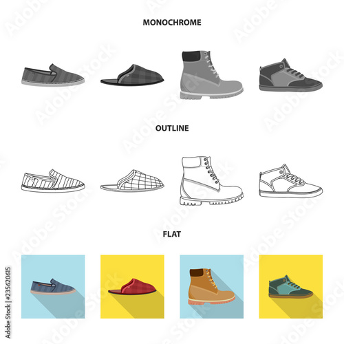 Isolated object of shoe and footwear logo. Collection of shoe and foot stock vector illustration.