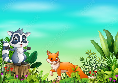 Cartoon different animal in the park © dreamblack46