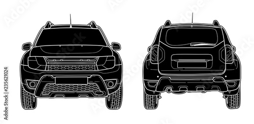 Vector draw of modern car technical draw photo