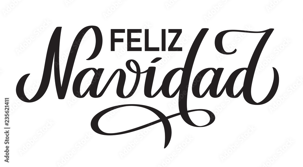 Feliz Navidad - spanish hand-written text on Christmas