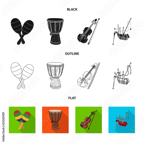 Vector illustration of music and tune icon. Collection of music and tool stock vector illustration.