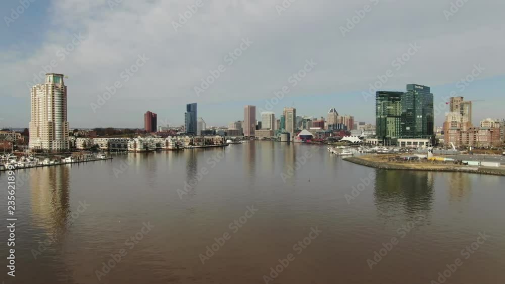 Aerial of Baltimore, Maryland's Cityscape and Surrounding Views of the Bay Aerial of Baltimore, Maryland's Cityscape and Surrounding Views of the Bay