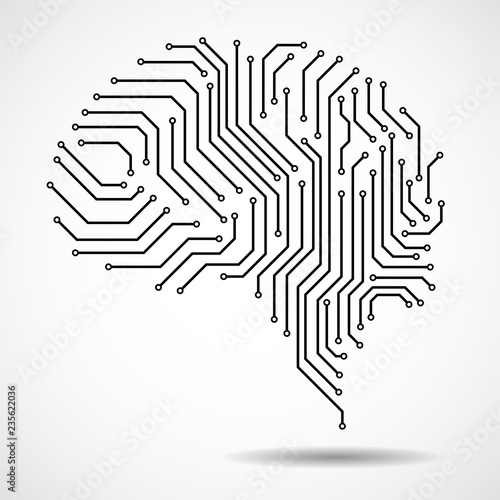 Abstract technological brain. Circuit board. Technological background