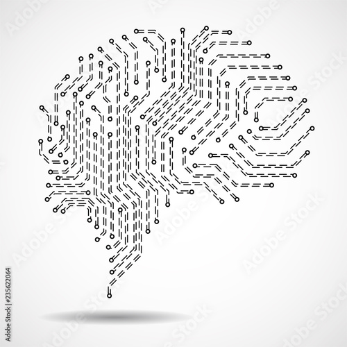 Abstract technological brain. Circuit board. Technological background