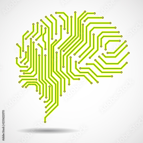 Abstract technological brain. Circuit board. Technological background