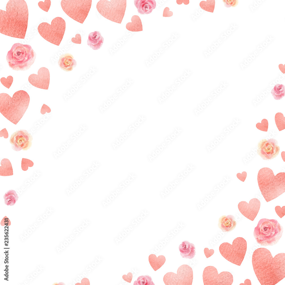 Happy Valentines day watercolor vector illustration.