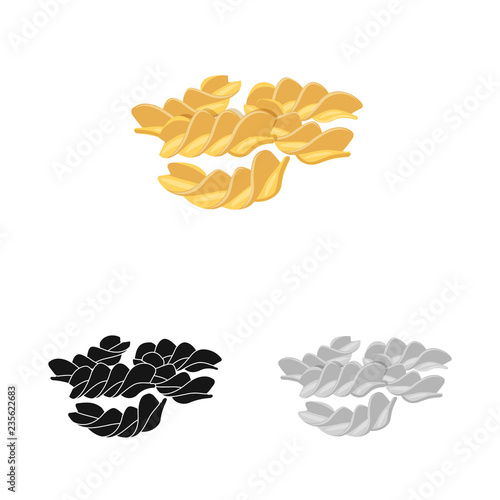 Vector design of pasta and carbohydrate logo. Collection of pasta and macaroni stock vector illustration.