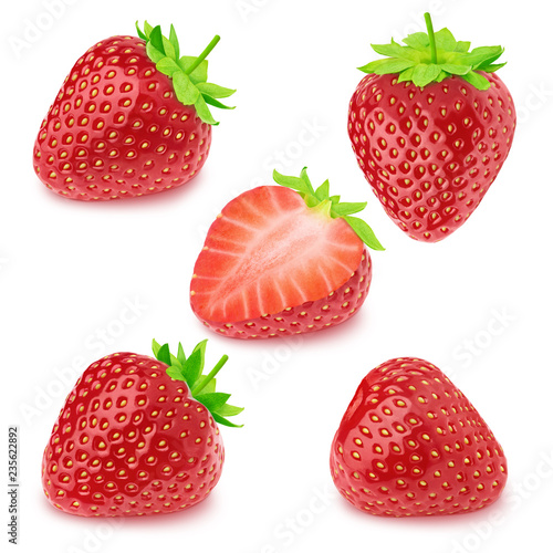 Set of strawberries isolated on a white.