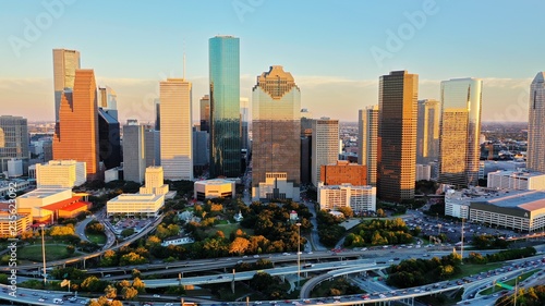 Urban Tapestry: A Captivating Aerial View of Downtown Houston photo