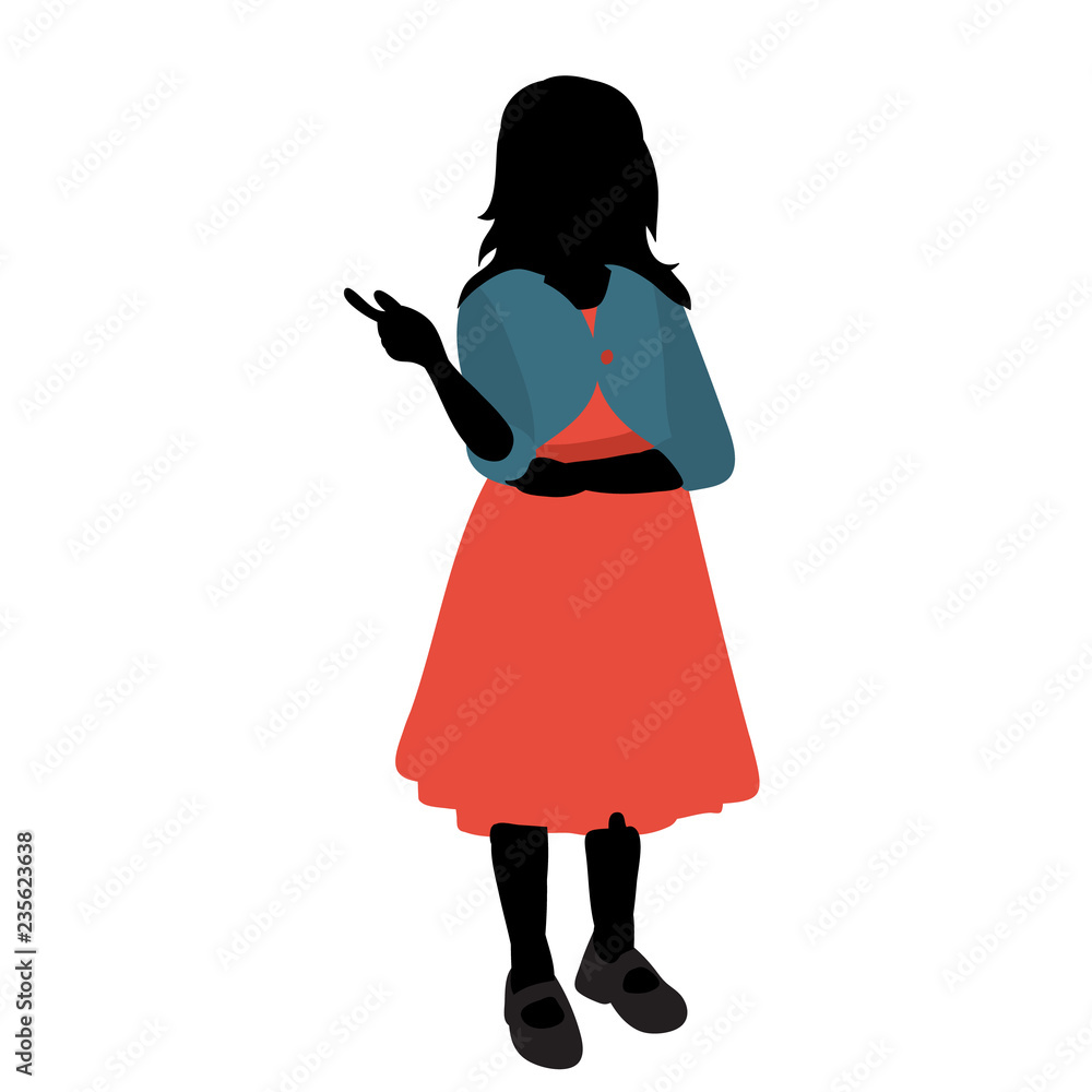 vector, isolated, silhouette of a child, girl, in colored clothes vector, isolated, silhouette of a child, girl, in colored clothes