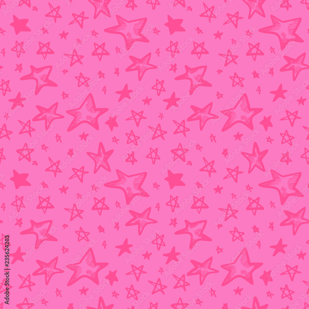 Christmas hand drawn pattern with different stars Christmas hand drawn pattern with different stars