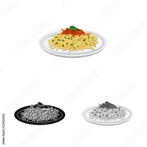Vector design of pasta and carbohydrate symbol. Set of pasta and macaroni stock vector illustration.