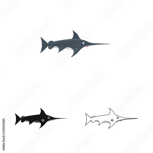 Isolated object of sea and animal sign. Set of sea and marine vector icon for stock.