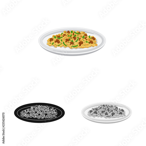 Vector design of pasta and carbohydrate logo. Set of pasta and macaroni vector icon for stock.