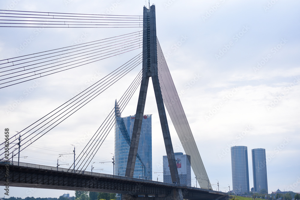 Fototapeta premium Riga, bridge, view from the water