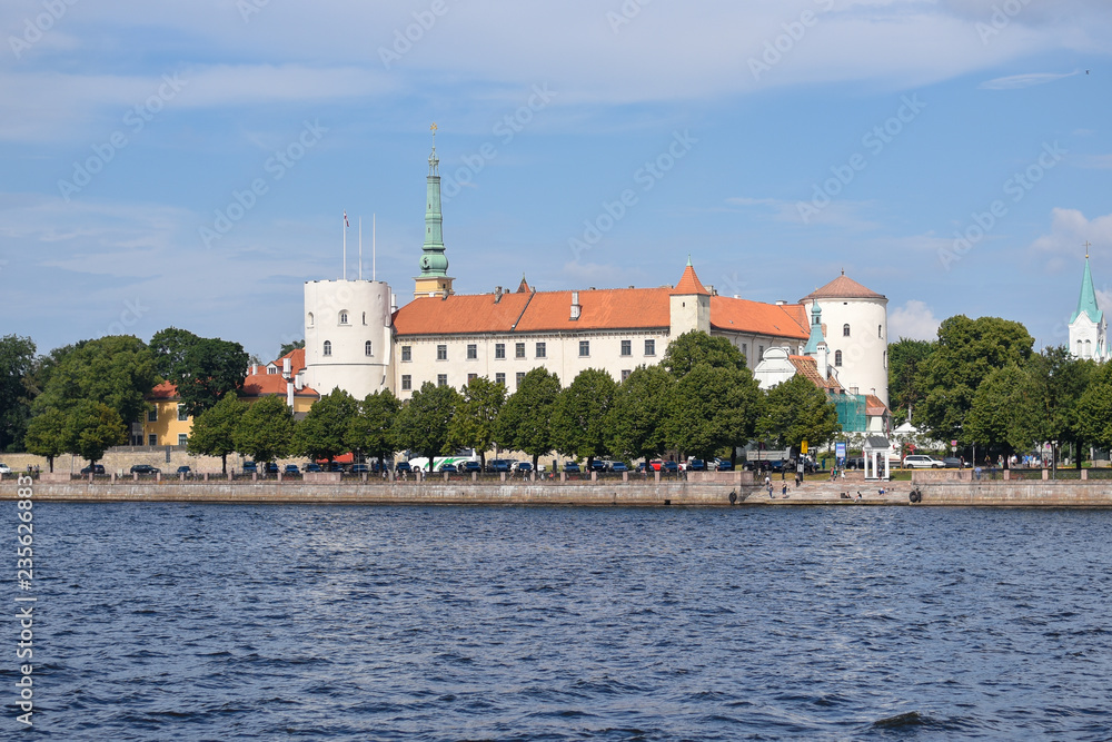 Riga, embankment, old town, view from the water