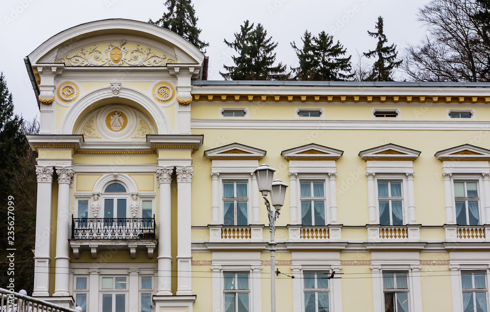 Hotel in  small west Bohemian spa town Marianske Lazne (Marienbad) in winter - Czech Republic