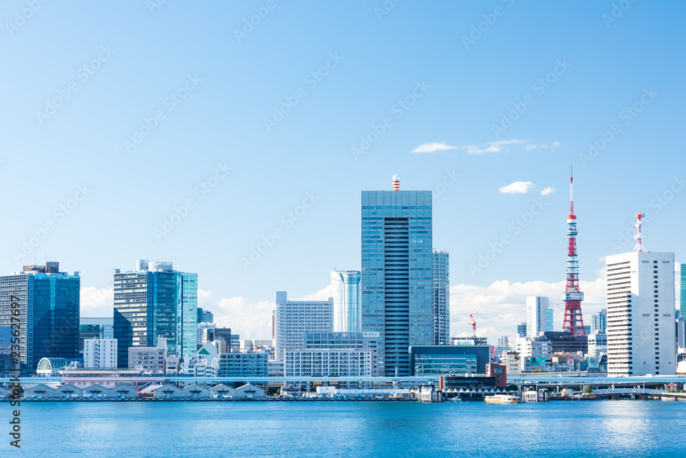 (東京都ｰ都市風景)晴海ふ頭から望む竹芝桟橋側風景３