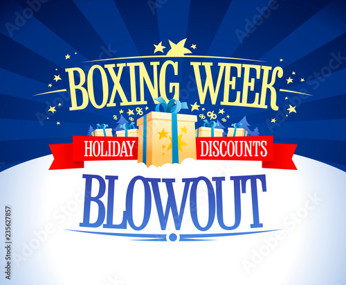 Boxing week blowout sale vector banner concept