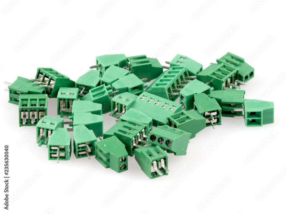 Fototapeta premium A group of wire to board connectors, isolated on white