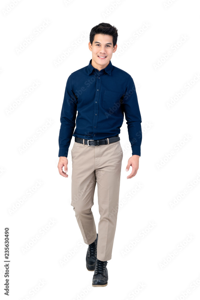 Young handsome asian model walking in smart casual clothing Stock Photo |  Adobe Stock