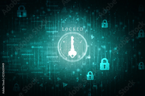 key and lock . 2D illustration