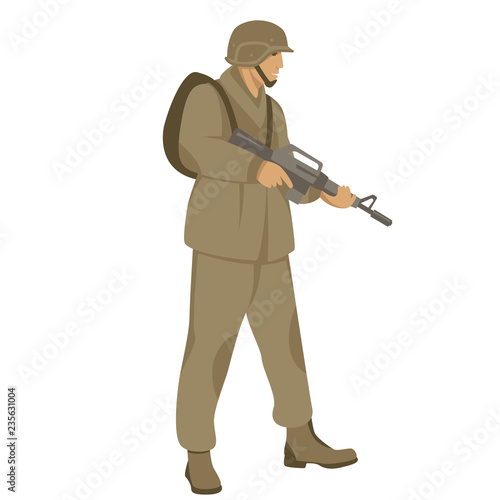 soldier with gun ,vector illustration, flat style