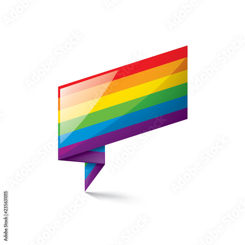Vector a rainbow flag waving on white background