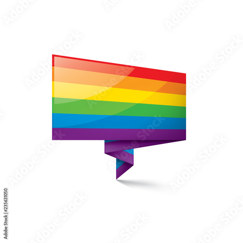 Vector a rainbow flag waving on white background