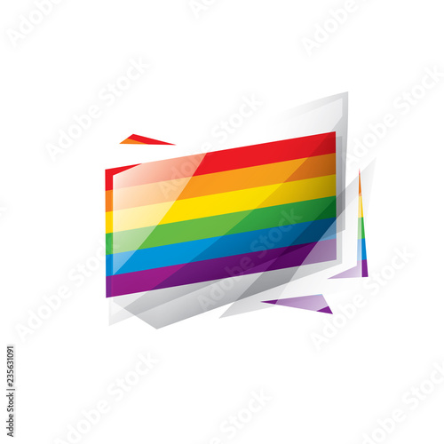 Vector a rainbow flag waving on white background