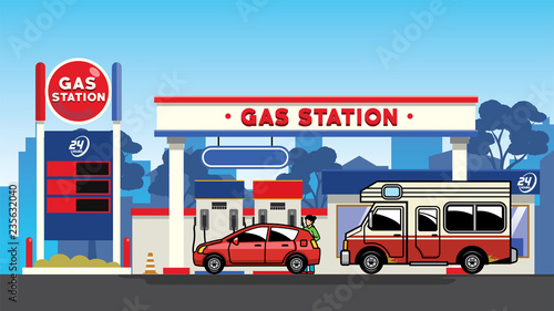 car refueling in gas station