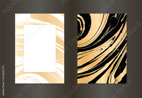 Set of vector black and gold design template for party, invitation, web, banner, birthday, wedding, business card. Abstract golden background.