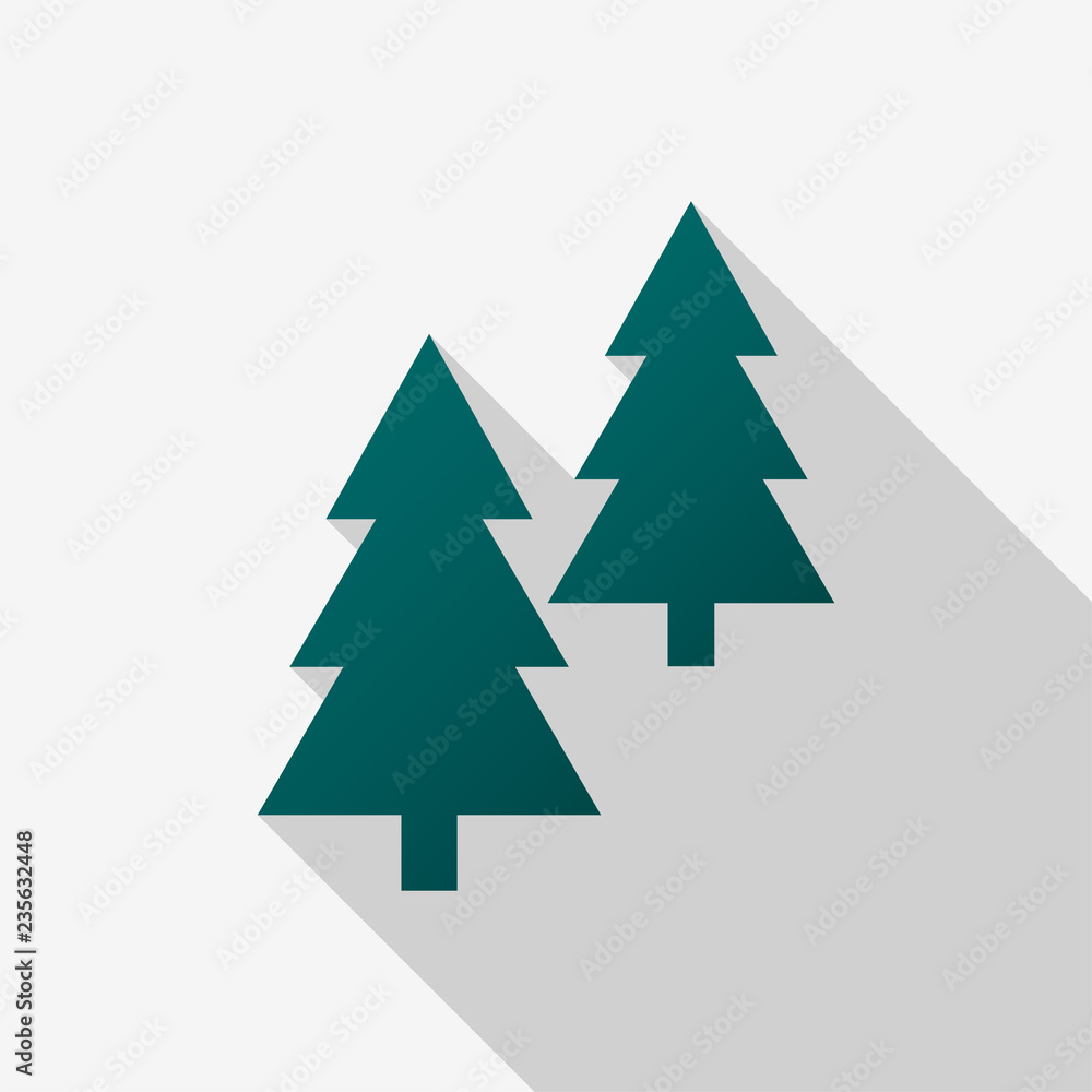 Green coniferous trees icons with long shadow on white background. Vector Illustration EPS 10 Green coniferous trees icons with long shadow on white background. Vector Illustration EPS 10