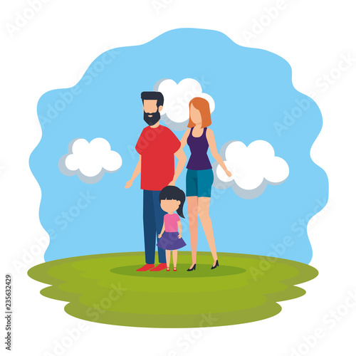 parents couple with daughter in the park © Gstudio