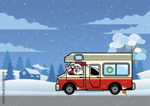 santa driving rv truck for holiday