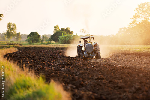 Field tractors are prepared because of growing agricultural crops in Asia.