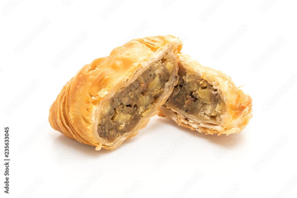 curry puff pastry isolated on white background