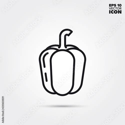 Bell pepper vegetable vector line icon