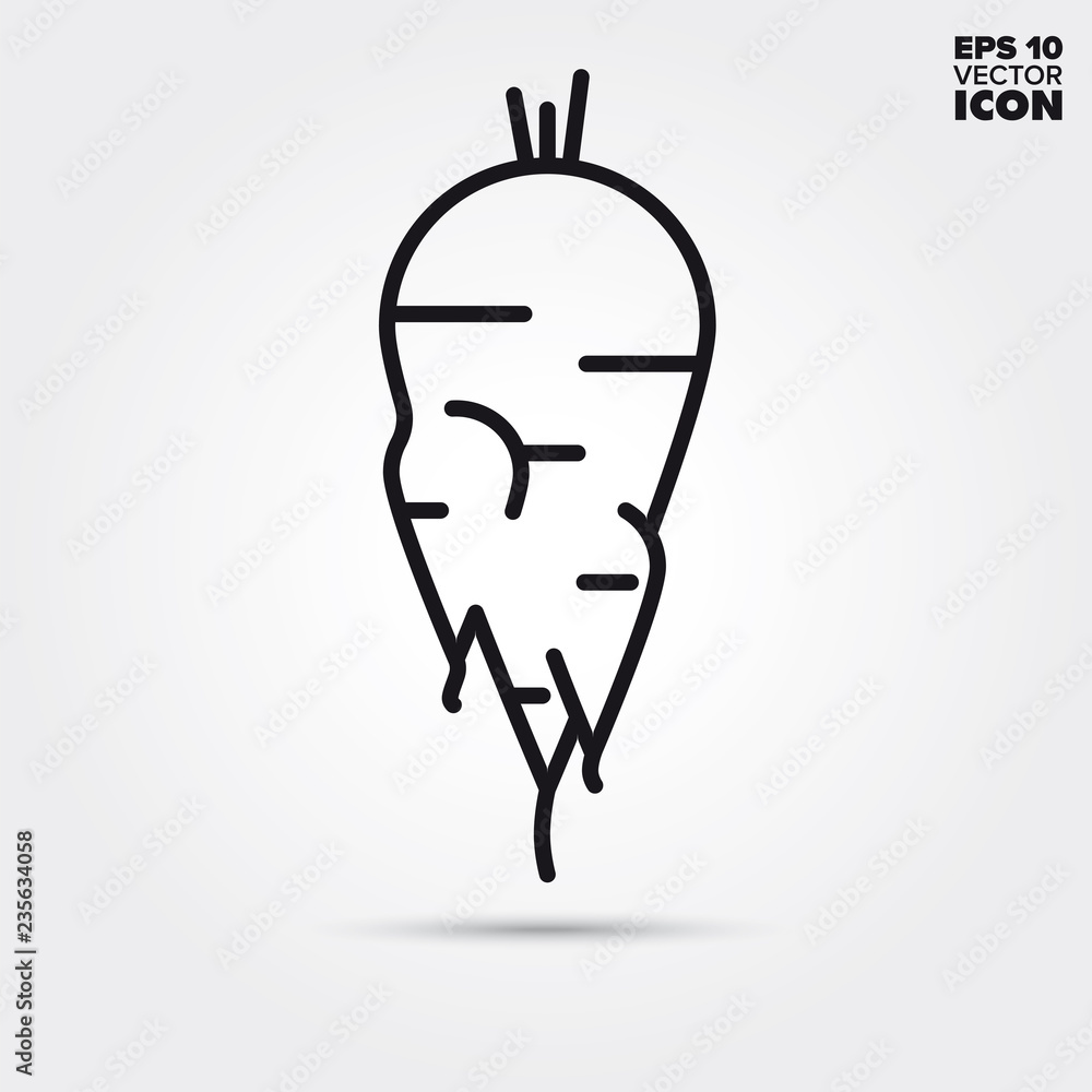 Horseradish root vegetable vector line icon Horseradish root vegetable vector line icon