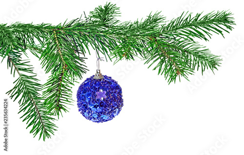 Christmas ball decoration hanging on pine