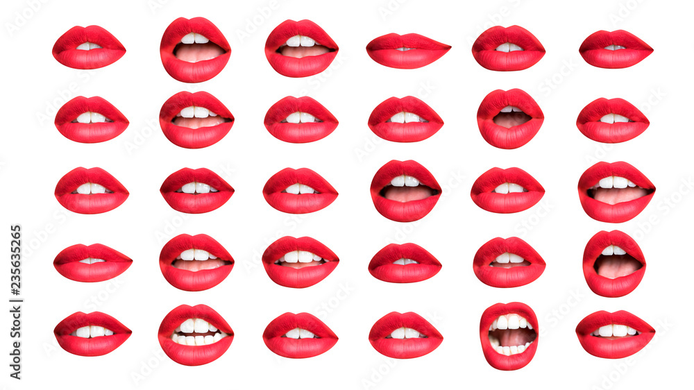 Naklejka premium collection of red lips
