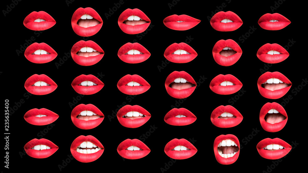 Fototapeta premium beautiful cutout lips in different colours
