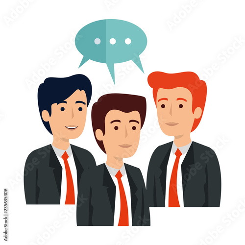elegant businessmen with speech bubble