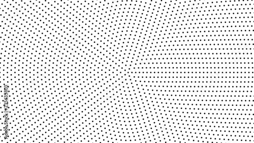 Radial dots background. Black white random grunge dots texture. Pop Art circle comic pattern. Abstract radial geometric vector pattern. Template for presentation flyer, business cards, stickers report