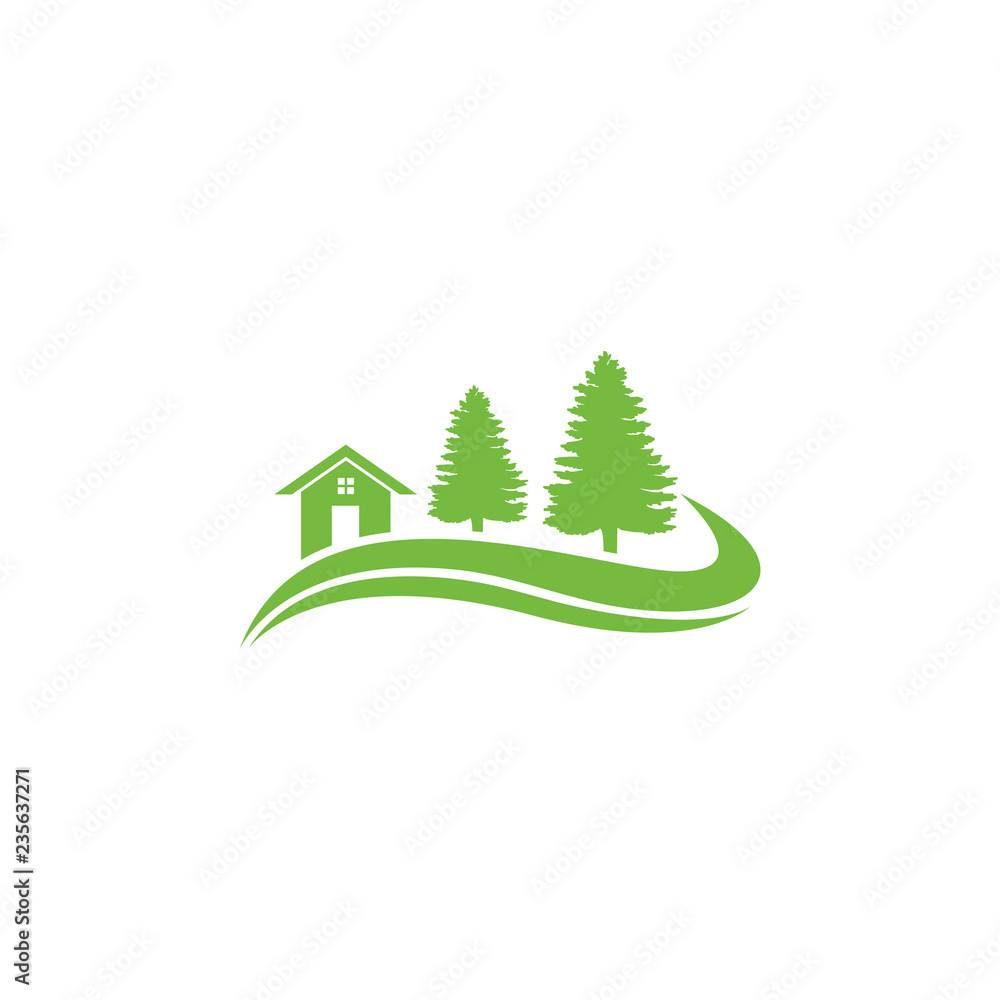pine green tree concept environmental design vector illustration