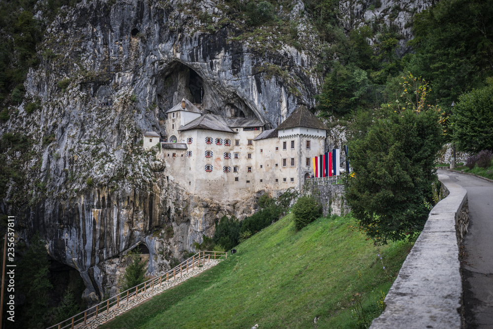 Predjama state castle, Slovenia. Worlds most famous castle build in a cave and rock face.