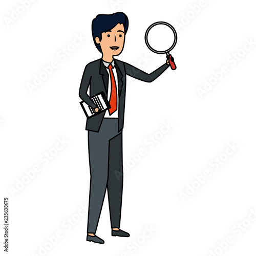 elegant businessman with magnifying glass