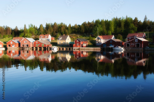Red sweden houses in trysun...