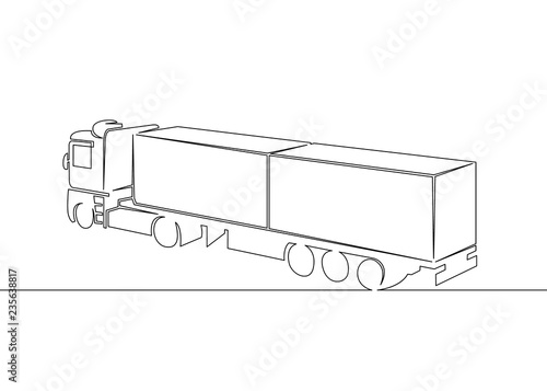 Truck with Cargo Trailer Driving